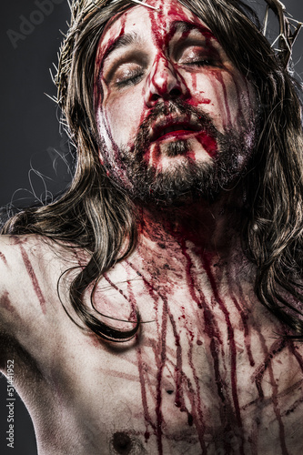Photo: Jesus Christ with crown of thorns, passion concept Jesus Christ with crown of thorns, passion concept