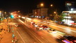 Traffic crossroad at night , time lapse