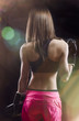 Photo: back muscled young female boxer, fitness back muscled young female boxer, fitness