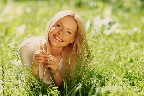 Photo: girl with dandelion girl with dandelion