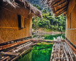 Houses on lake. Islands in Southeast Asia.