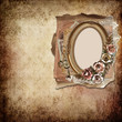 Vintage background with frame and roses