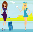 beauty travel girl in the airport