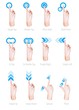 Touch screen gesture set, navigating the interface