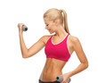 young sporty woman with light dumbbells