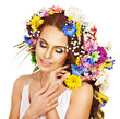 Foto: Happy woman with flower. Happy woman with flower.