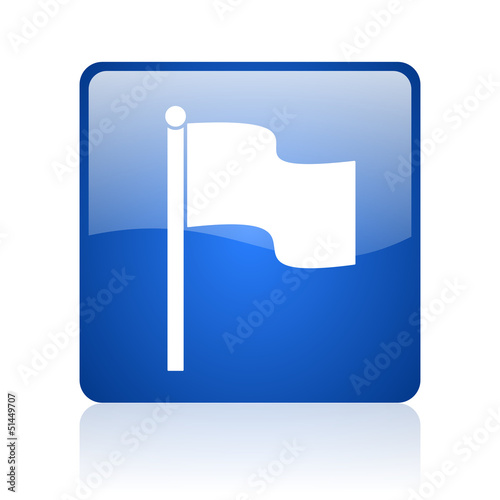 Illustration: flag blue square web glossy icon flag blue square web glossy icon