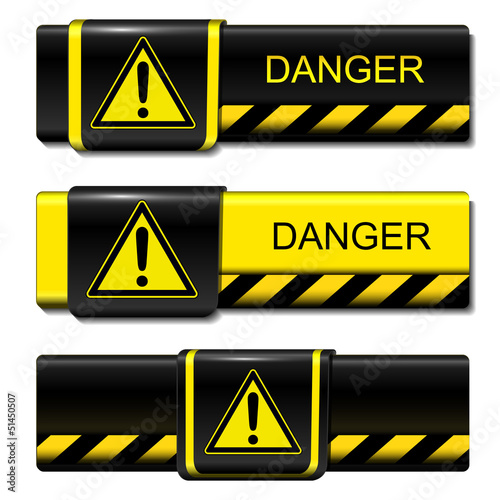 Vector: Exclamation, danger buttons, banners Exclamation, danger buttons, banners