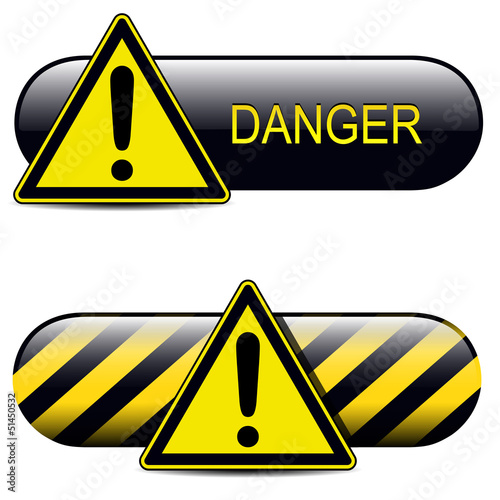 Vector: Exclamation danger buttons, icons design. Exclamation danger buttons, icons design.