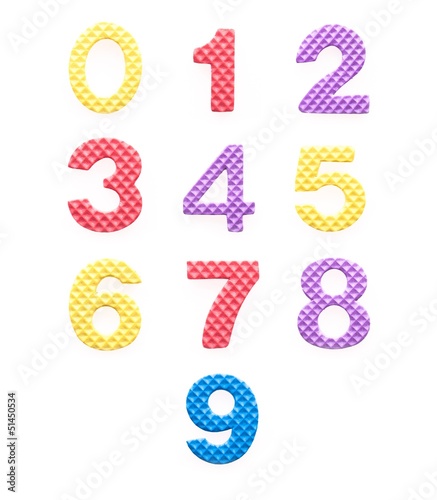 Photo: Colored numbers set for children isolated white Colored numbers set for children isolated white