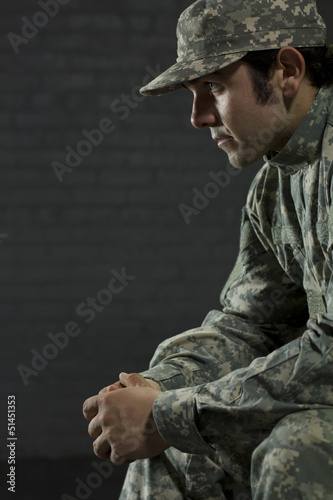Photo: Young man from Army dealing with Post Traumatic Stress Disorder Young man from Army dealing with Post Traumatic Stress Disorder