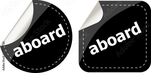 Illustration: aboard word black stickers set icon button aboard word black stickers set icon button