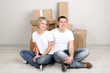 Young couple moving in new house