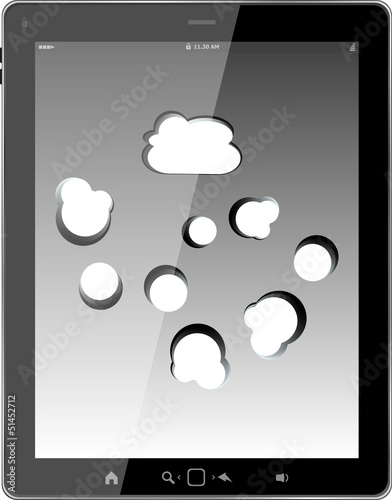 Illustration: Cloud-computing connection on the digital tablet pc Cloud-computing connection on the digital tablet pc