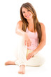 Woman sitting on the floor