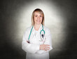 Attractive doctor with blue uniform