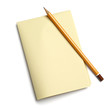 Folded piece of paper and pencil