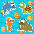 marine animals icon set