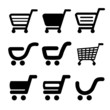 black simple shopping cart, trolley, item, button