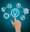 Foto: Hand pointing to business icons Hand pointing to business icons