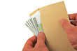 euro notes envelope hands
