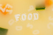 Alphabet soup drawing the word Food