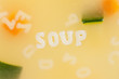 Alphabet soup drawing the word Soup