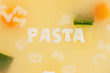 Alphabet soup drawing the word Pasta