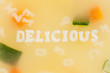Alphabet soup drawing the word Delicious
