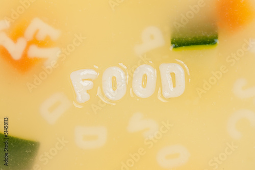 Photo: Alphabet soup drawing the word Food Alphabet soup drawing the word Food