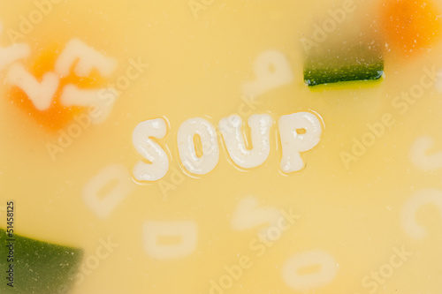 Photo: Alphabet soup drawing the word Soup Alphabet soup drawing the word Soup