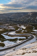 View from Mam Tor hill / Mountain, along winding road