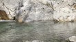 stream of water between the rocks in the mountains