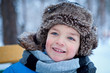 Portrait of boy wearing scarf, winter