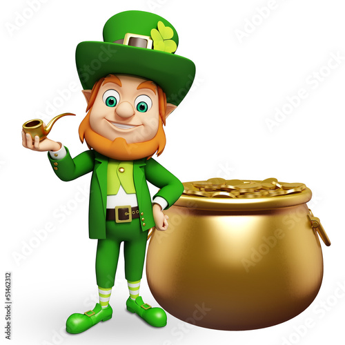 Illustration: Leprechaun for st patrick's day with golden pots Leprechaun for st patrick's day with golden pots