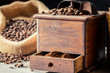 Ground coffee in vintage grider