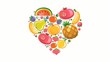 Assortment of fruits heart