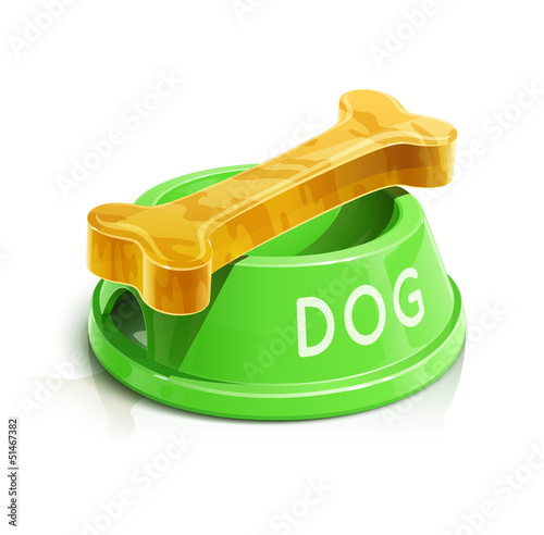 Vector: bowl with bone for dog vector illustration isolated on white bowl with bone for dog vector illustration isolated on white