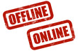 Grunge Stempel rot OFFLINE - ONLINE