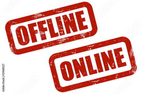 Illustration: Grunge Stempel rot OFFLINE - ONLINE Grunge Stempel rot OFFLINE - ONLINE