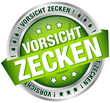 Button Banner "Vorsicht Zecken" grün/silber