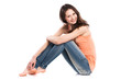 Photo: Attractive caucasian girl sitting on floor Attractive caucasian girl sitting on floor