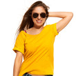 Positive young woman in sunglasses