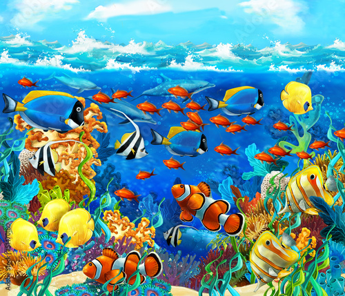 Fototapeta The coral reef - illustration for the children