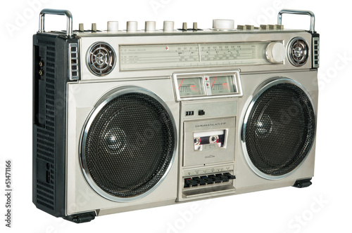 Photo: Vintage radio cassette recorder isolated on white Vintage radio cassette recorder isolated on white