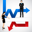 Business People with Profit and Loss Arrow
