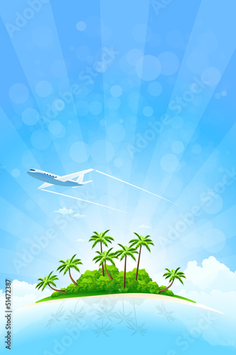 Vector: Tropical Island Background Tropical Island Background