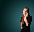 Young woman making phone call with copy space