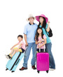 Photo: happy family with suitcase take summer vacation happy family with suitcase take summer vacation