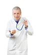 Mature doctor with stethoscope